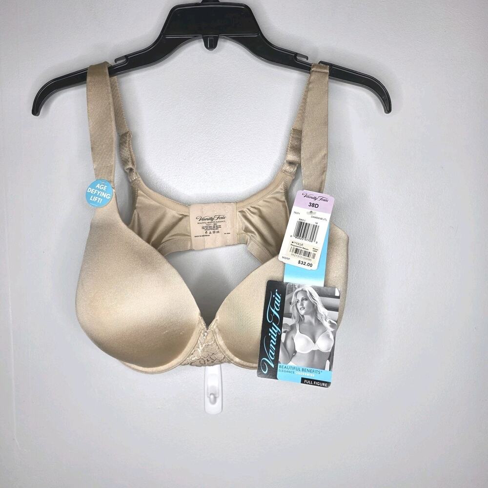 Vanity Fair Full Figure Style 75371 Beige Wired Bra Size 38D Underwire Lift New